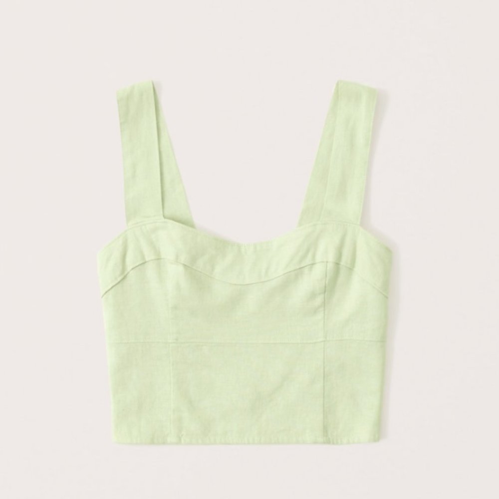 Abercrombie & Fitch Linen-Blend Corset Set Top